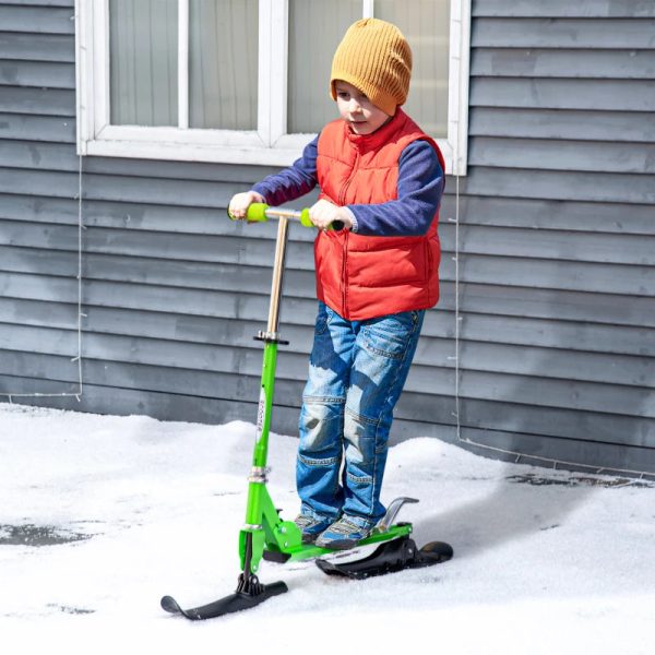 2 in 1 Design Snow Scooter and Wheeled Scooter- Green on Sale