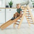 2in1 Montessori Climbing Set: Triangle Ladder + Slide Board Ramp – Beige Supply