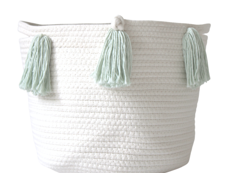 Mint Tassel Basket - Medium Discount