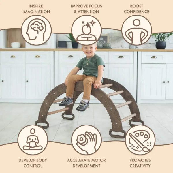 Climbing Arch & Rocker Balance - Montessori Climbers for Kids 1-7 Y.o. – Chocolate For Sale