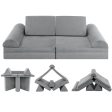 6 Pieces Convertible Kids Sofa Playset with Zipper-Gray Cheap