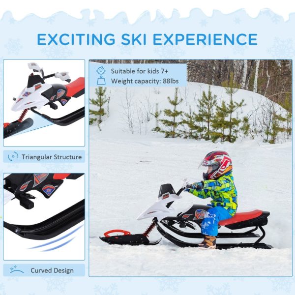 Soozier Snow Racer Sleds for Kids with Padded Rubber Seat - Red & White Online Sale