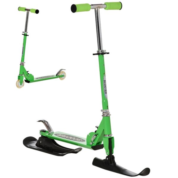 2 in 1 Design Snow Scooter and Wheeled Scooter- Green on Sale