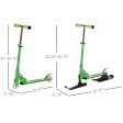 2 in 1 Design Snow Scooter and Wheeled Scooter- Green on Sale