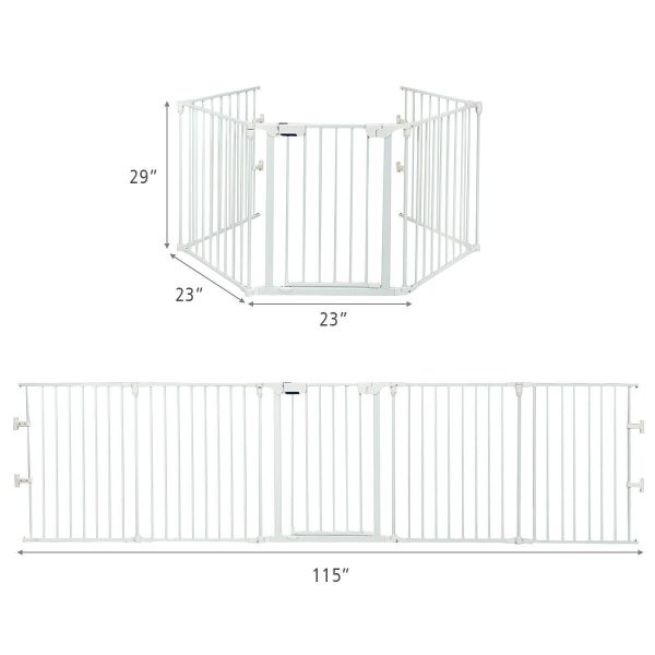 5 Panel Adjustable Baby Gate - White Sale