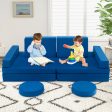 8-Piece Kids Play Couch Sofa with Portable Handle-Blue Discount