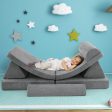 6 Pieces Convertible Kids Sofa Playset with Zipper-Gray Cheap