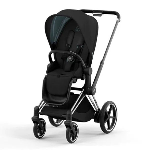 ePriam Smart Electric Stroller with Free Carry Cot - Chrome Frame   Black Hot on Sale