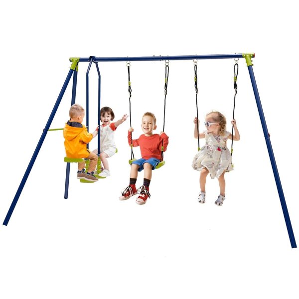 440 Pounds Kids Swing Set with Two Swings and One Glider Discount