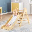 2-in-1 Wooden Triangle Climber Set with Gradient Adjustable Slide-Natural Supply