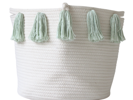 Mint Tassel Basket - Large Online Hot Sale