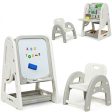 2-in-1 Kids Easel, Desk & Chair Set, Book Rack and Adjustable Art Painting Board Cheap