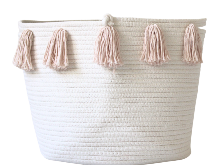 Blush Tassel Basket - Large Hot on Sale