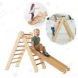 2in1 Montessori Climbing Set: Triangle Ladder + Slide Board Ramp – Beige Supply