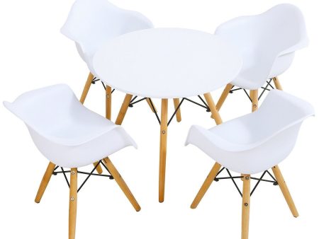 5 Piece Mid-Century Modern Kids Table & Chairs Set - White on Sale