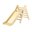 2-in-1 Wooden Triangle Climber Set with Gradient Adjustable Slide-Natural Supply