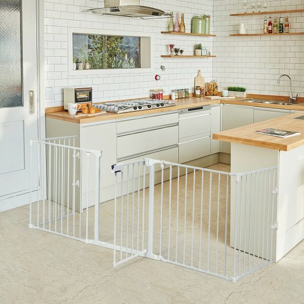 5 Panel Adjustable Baby Gate - White Sale