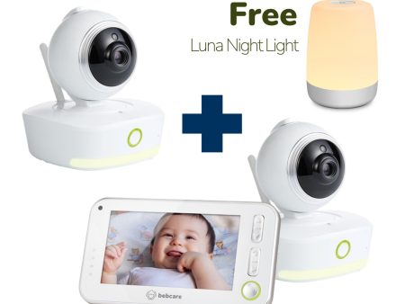 Bebcare Motion Digital Video Baby Monitor (2-Camera Bundle + Free Luna Night Light) For Sale