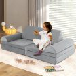 6 Pieces Convertible Kids Sofa Playset with Zipper-Gray Cheap