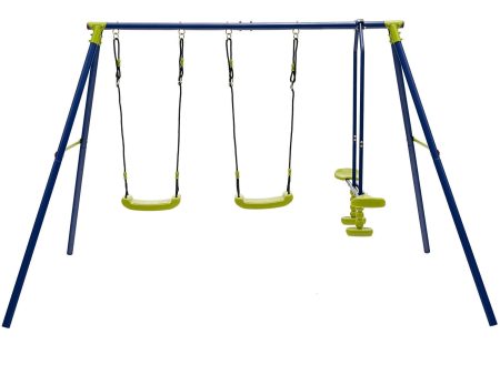 440 Pounds Kids Swing Set with Two Swings and One Glider Discount