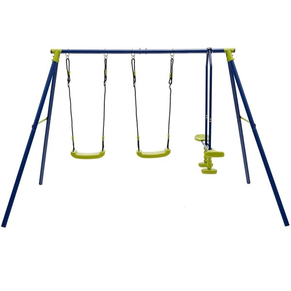 440 Pounds Kids Swing Set with Two Swings and One Glider Discount