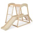 6-in-1 Indoor Jungle Gym Kids Wooden Playground with Monkey Bars For Cheap