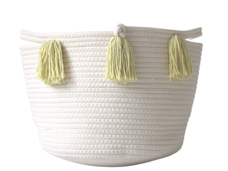 Buttercream Tassel Basket - Medium Discount