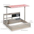 Kids Sandbox with Cover, Wooden Sand Box with Adjustable Canopy, Kitchen Toys, Seat, Storage Fashion