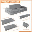 6 Pieces Convertible Kids Sofa Playset with Zipper-Gray Cheap