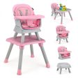 6-in-1 Convertible Baby High Chair with Adjustable Removable Tray - Pink Online Sale