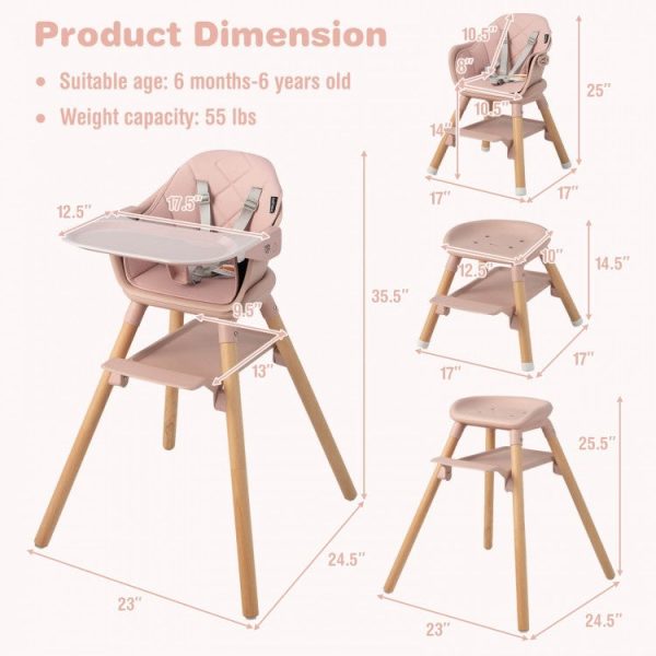 6 in 1 Convertible Highchair with Safety Harness and Removable Tray Online now