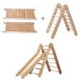 2in1 Montessori Climbing Set: Triangle Ladder + Slide Board Ramp – Beige Supply