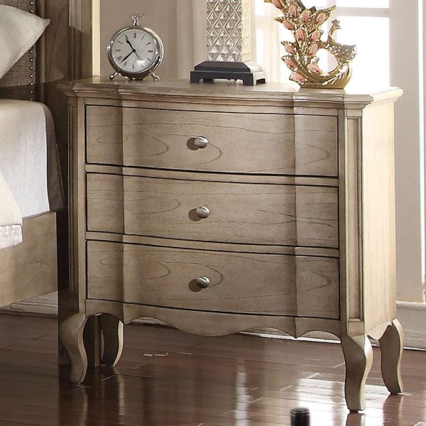 Acme Chelmsford 3-Drawer Nightstand in Antique Taupe 26053 on Sale