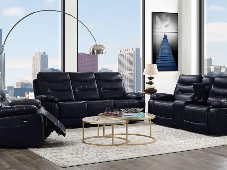 Aashi Navy Leather-Gel Match Sofa (Motion) Online Sale