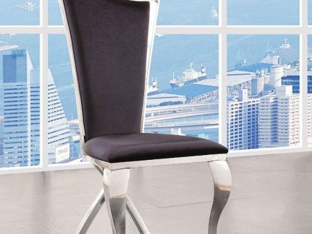 ACME Cyrene Faux Fabric Side Chair (Set of 2) in Stainless Steel 62079 Online Sale