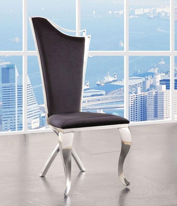 ACME Cyrene Faux Fabric Side Chair (Set of 2) in Stainless Steel 62079 Online Sale