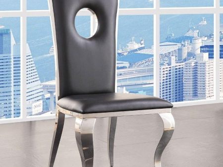 ACME Cyrene Faux Leather Side Chair (Set of 2) in Stainless Steel 62078 Hot on Sale