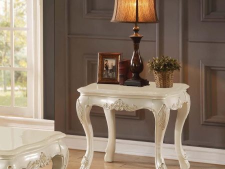 Acme Chantelle End Table with Marble Top in Pearl White 83542 For Discount