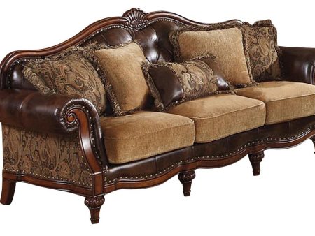 Acme Dreena Traditional Bonded Leather and Chenille Sofa 05495 Hot on Sale