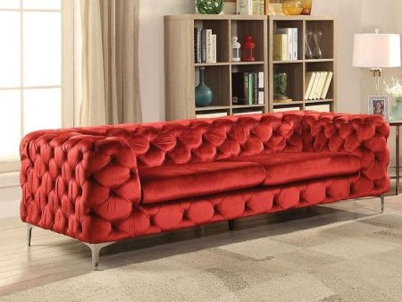 Acme Adam Sofa in Red Velvet 52795 For Cheap