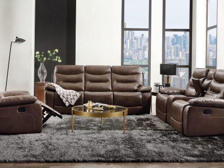 Aashi Brown Leather-Gel Match Sofa (Motion) Cheap