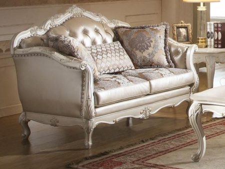 Acme Chantelle Loveseat w 3 Pillows in Pearl White 53541 Online Hot Sale