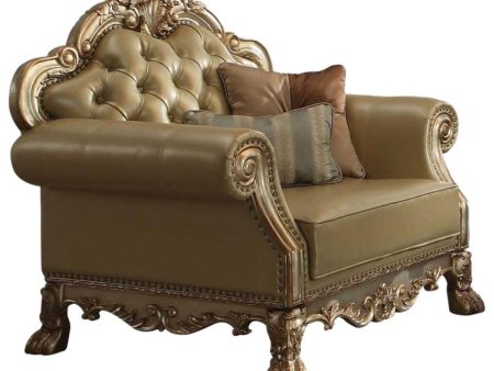 Acme Dresden Chair w  2 Pillows in Gold Patina 53162 Online