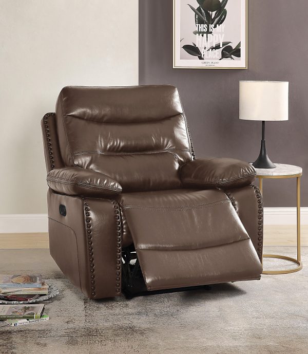 Aashi Brown Leather-Gel Match Recliner (Motion) Fashion