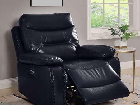 Aashi Navy Leather-Gel Match Recliner (Power Motion) on Sale