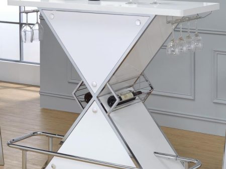 Bar Unit with Wine Bottle Storage Glossy White Online Sale