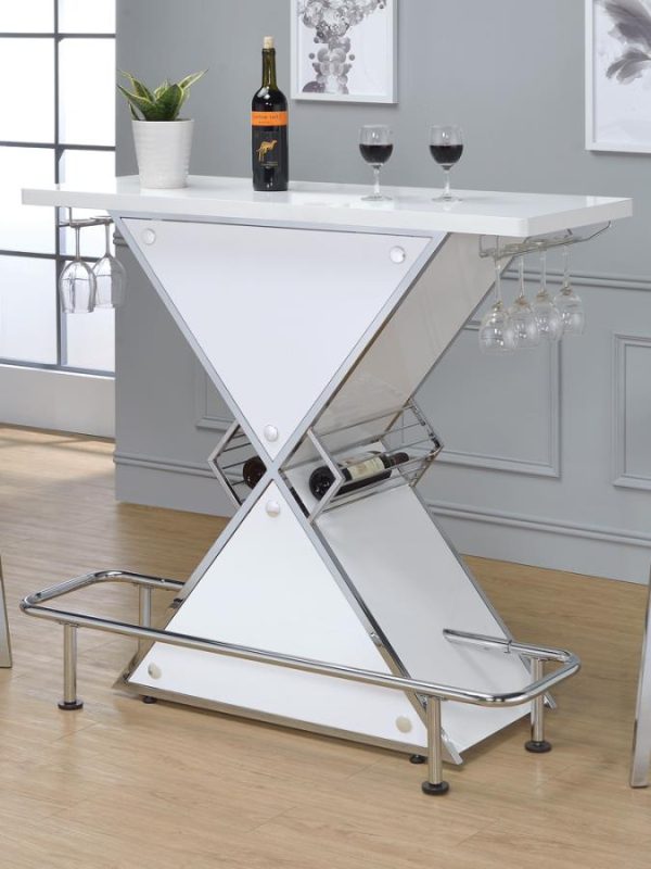 Bar Unit with Wine Bottle Storage Glossy White Online Sale