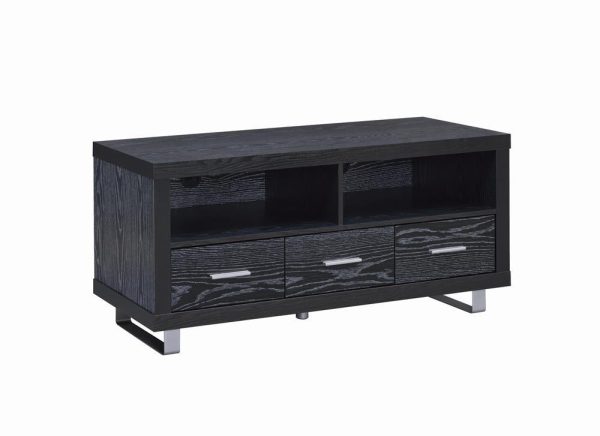 700644 Contemporary Black Oak TV Console on Sale