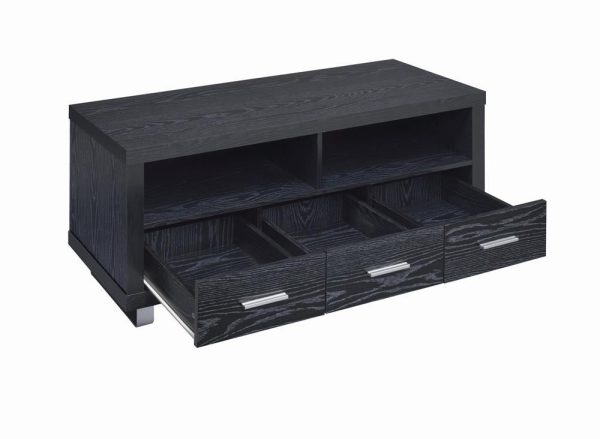 700644 Contemporary Black Oak TV Console on Sale